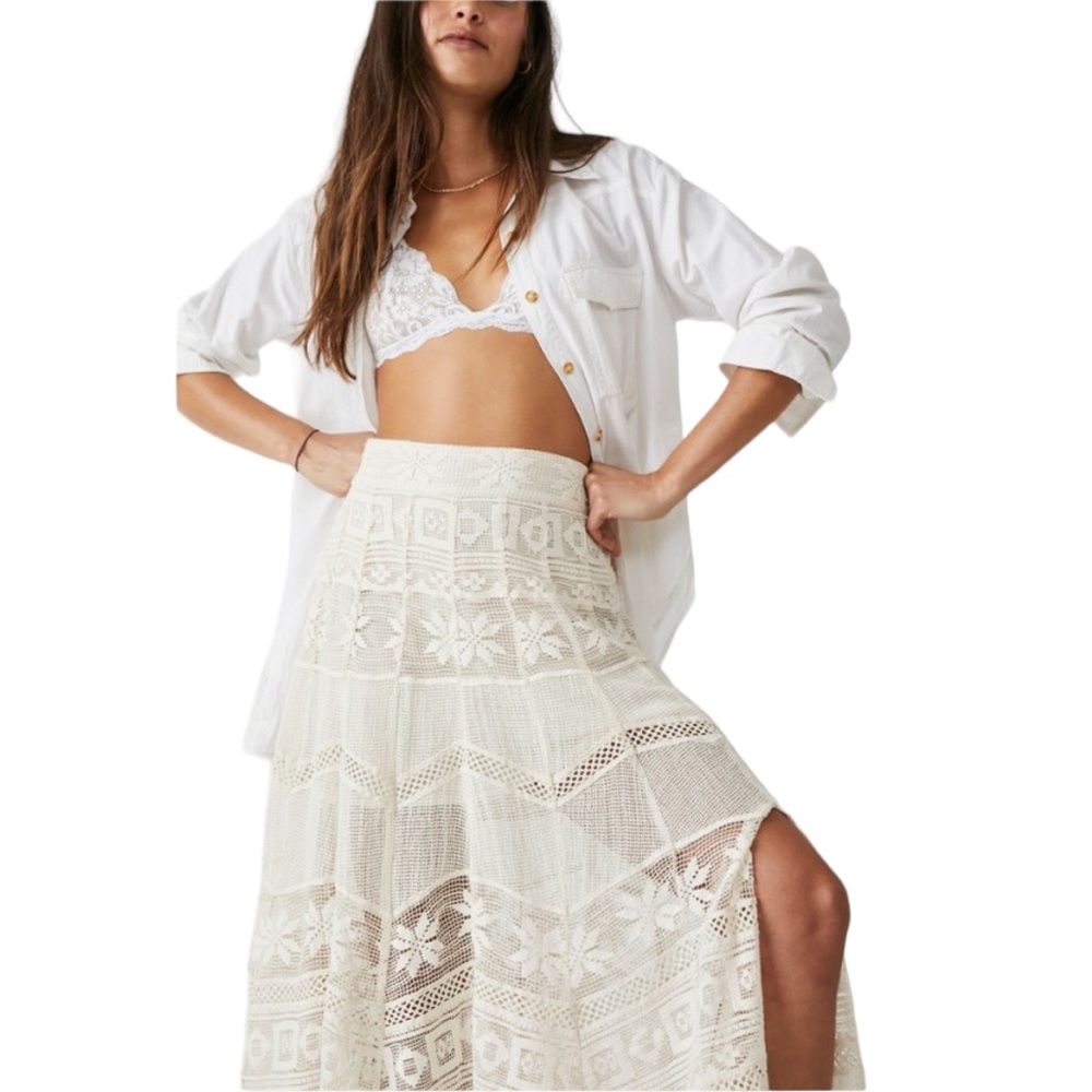 NWT FREE PEOPLE Rebel Maxi Skirt in Tofu size Medium - Picture 1 of 5